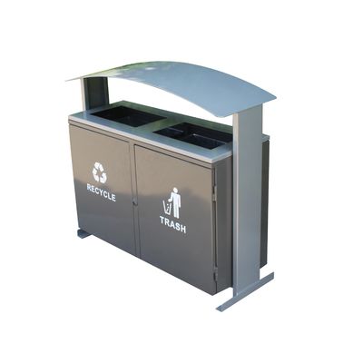 Powder coated steel 120L rectangular outdoor metal recycling garbage waste bin outdoor furniture street garbage bins