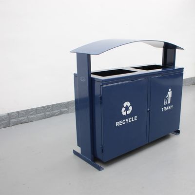 Powder coated steel 120L rectangular outdoor metal recycling garbage waste bin outdoor furniture street garbage bins