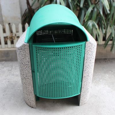 Rectangular Outdoor Trash Cans , Stone Garbage Can With Concrete Legs